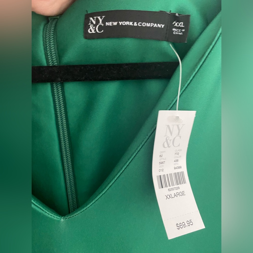 New York & Company Green Midi Dress with Floral Hem - Picture 2 of 7